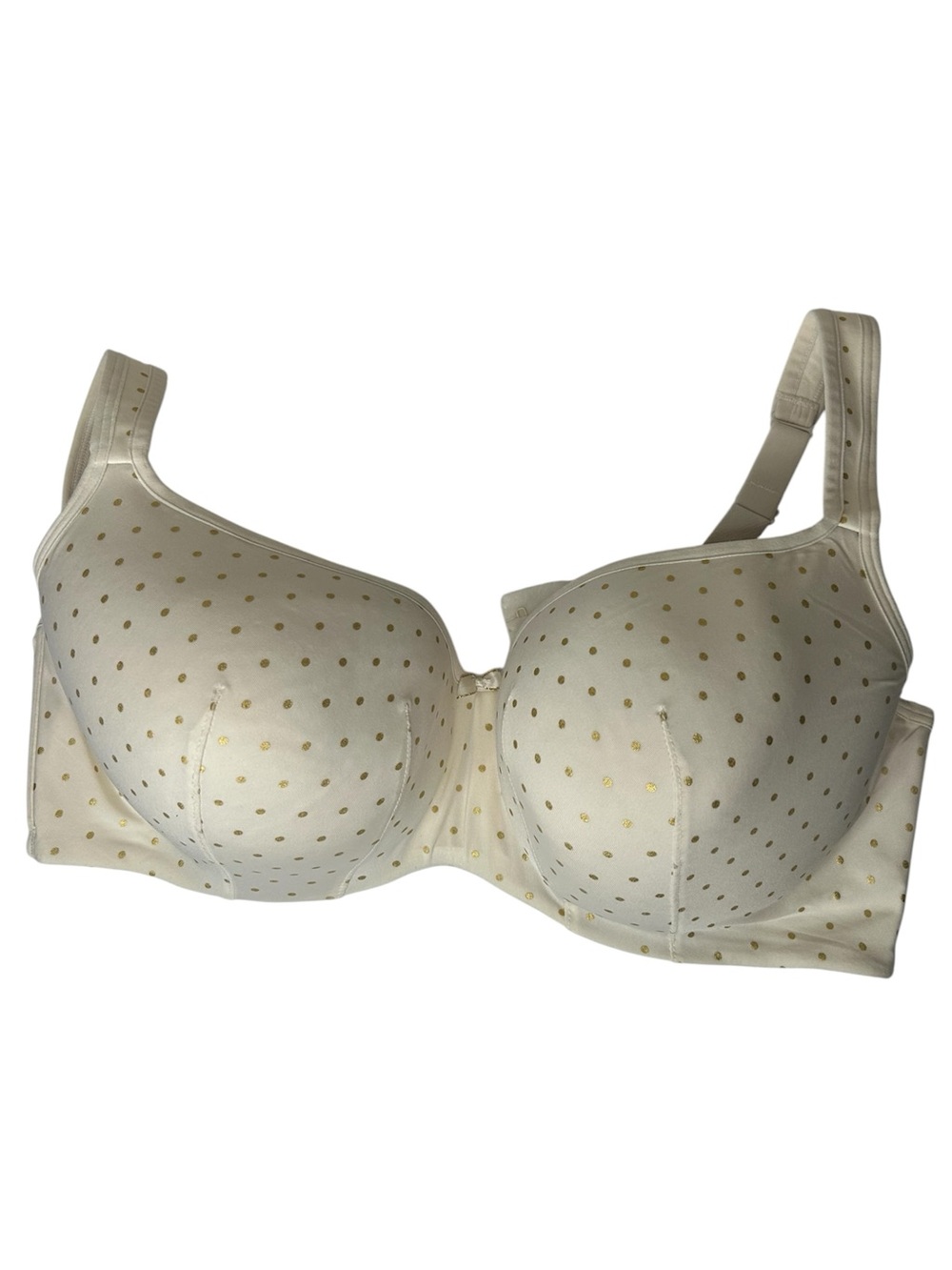 Cacique Cream Bra 42DD Gold Dot Pattern Balconette lined
